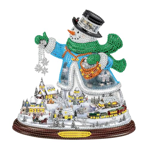 Chansunokku DIY Schneemann Diamond Painting Weihnachten Deko, 5D Weihnachtsmann Diamant Malerei Kunst Set 30cm, Strass Malerei Stickerei Kunst Tisch Dekoration Weihnachten Geschenke Für Anfänger (D) von Chansunokku