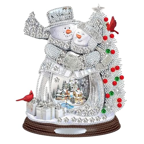 Chansunokku DIY Schneemann Diamond Painting Weihnachten Deko, 5D Weihnachtsmann Diamant Malerei Kunst Set 30cm, Strass Malerei Stickerei Kunst Tisch Dekoration Weihnachten Geschenke Für Anfänger (B) von Chansunokku