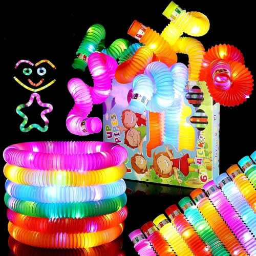 Chanurae 12stk LED Pop Tubes Fidget Toys Knicklichter Armbänder Party- und Festtagssets Deko Set,Mitgebsel Kindergeburtstag,Leuchtstäbe Buntes Festival Zubehör Sensorik Spielzeug von Chanurae