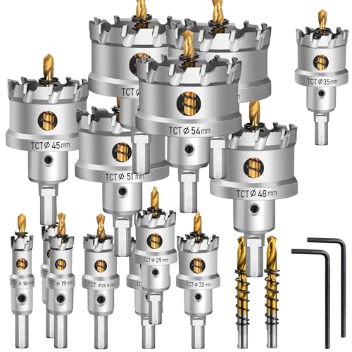 Chaoos 20-teiliges TCT Hartmetall-Lochsägen-Set, Metallschneide-Lochsäge, einschließlich 1,6 cm bis 6,5 cm Wolframkarbid-Lochschneider-Set, geeignet für Metall, Edelstahl, Holz, Eisen, Kunststoff von Chaoos