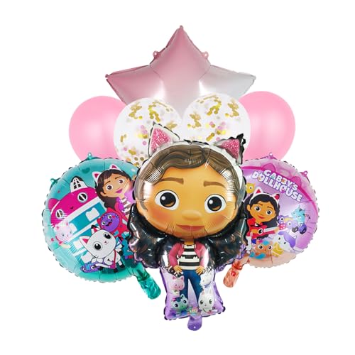 Palloncini Compleanno Gabby Dollhouse, 8pcs Gabby Dollhouse Festa Compleanno Palloncini, Palloncino Foil Per Festa Di Compleanno A Tema Gabys Dolhouse Bambini, Gaby Palloncino Foil Decorazione von Chaopisz