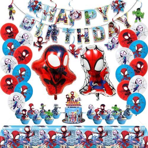 Spidey Geburtstagsdeko Party, 53PCS Geburtstag Spiderman Luftballons, Spiderman Deko Geburtstag Kinder, Geburtstagsdeko, Spinne Party Dekorationen, Spinne Geburtstag Dekorationen Ballons von Chaopisz