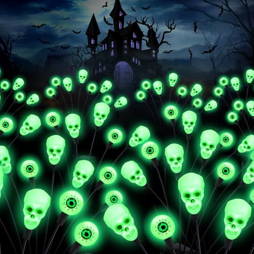 2 Stück Halloween Deko Licht Outdoor, 8 LED Halloween LED Lichter Solar Gartenlichter Halloween Dekoration Halloween Deko Leuchtend Lichterkette Gartenbeleuchtung Solarlampen für Außen Garten von Charfia