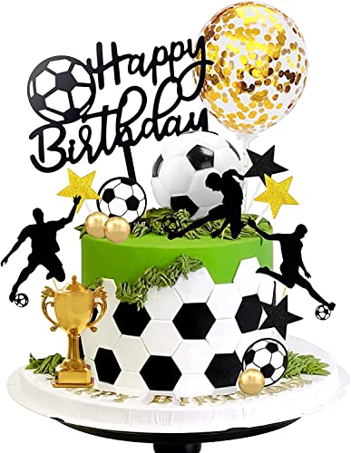 28 Stück Tortendeko Fussball, Tortenaufleger Fussball Deko Geburtstag Kinder Fußball Fussball Deko Torte Kuchendeko Fussball Geburtstag, Fussball Torten Deko Figuren Cake Topper Junge Geburtstag Party von Charfia