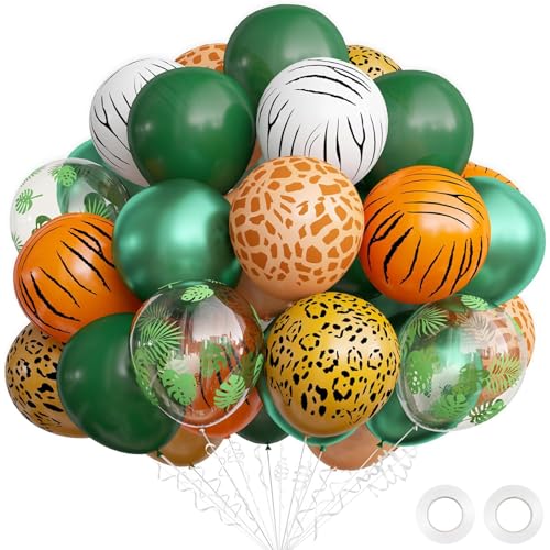 CharmBurst 60pcs Tropische Luftballon Girlande Geburtstag Mit Band,Luftballons Grün Luftballon Deko, Luftballons Geburtstag Hawaii Deko Party Deko Konfetti Latex Ballons Tropical Party Deko von CharmBurst