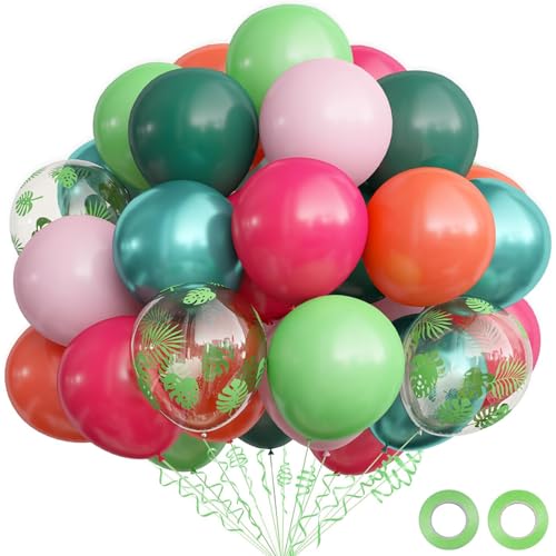 CharmBurst 66pcs Tropische Luftballon Girlande Geburtstag Mit Band,Luftballon Deko,Luftballons Grün Hawaii Deko Party Deko Konfetti Latex Ballons Luftballons Geburtstag Tropical Party Deko von CharmBurst