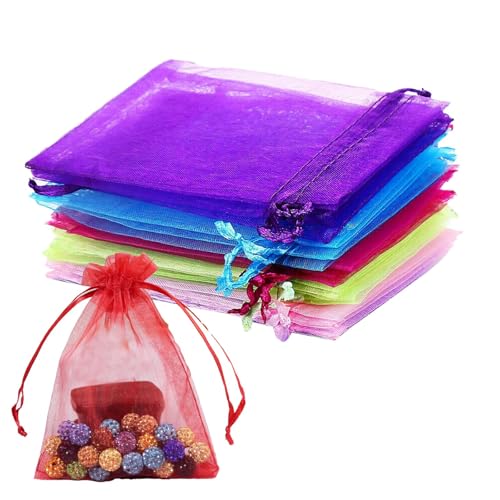 CharmChic Organzasäckchen Organzabeutel Schmuckbeutel100 Stück(10 * 15cm),Bunt Organza Taschen mit Kordelzug, Geschenkbeutel Schmuckbeutel von CharmChic