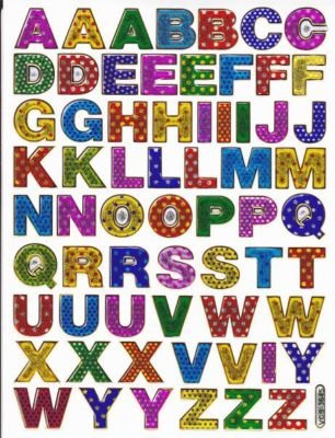 Bunt Buchstaben ABC Aufkleber Ziffer 13 mm hoch 1 Blatt 135 mm x 100 mm Sticker Basteln Kinder Party Metallic-Look von Charo