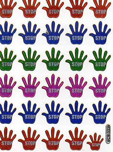 Charo Hand Stop Hände bunt Aufkleber 30-teilig 1 Blatt 135 mm x 100 mm Sticker Basteln Kinder Party Metallic-Look von Charo