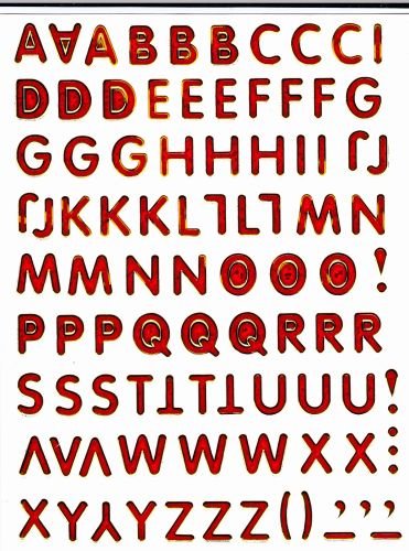 Charo Rot Buchstaben ABC Aufkleber Ziffer 10 mm hoch 1 Blatt 135 mm x 100 mm Sticker Basteln Kinder Party Metallic-Look von Charo