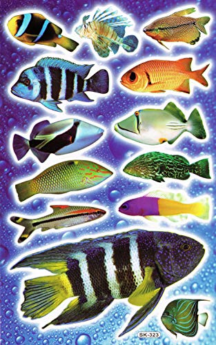 Fische Zierfische Aquarium Tiere Aufkleber 13-teilig 1 Blatt 270 mm x 180 mm Sticker Basteln Kinder Party von Charo