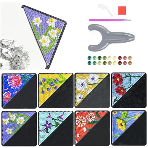 8 Stück 5D Diamond Painting Lesezeichen - Floral Kristall Set für Erwachsene und Kinder, Basteln Erwachsene, Personalisierte Lesezeichen Tieren, Diamond Art Zubehör Anhänger, Geschenke für Frauen von CharySim