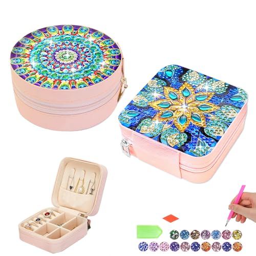 CharySim 2PC Diamond Painting Schmuckkästchen Erwachsene Basteln Kits mit Diamond Painting Zubehör Werkzeug-Diamond Painting Stift/Kleber/Schiffchen Bastelset mädchen 7 8 9 10 11 jahre geschenk von CharySim