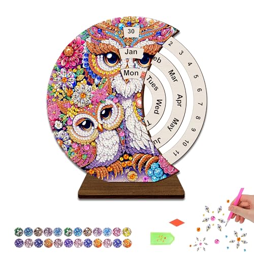 CharySim 1 Stück Diamond Painting Kalender Diamant Painting Kinder Geschenkideen Mädchen 6-14 Jahre Teenager Bastelset Erwachsene Basteln Mädchen 7 8 9 10 11 12 Jahre Geburtstagsgeschenke Eule von CharySim