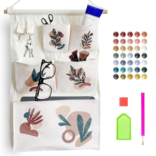 CharySim Diamond Painting Hängen Tasche Erwachsene Basteln Kits mit Diamond Painting Zubehör Werkzeug-Diamond Painting Stift/Kleber/Schiffchen Diamond Painting Hängeorganizer (Muster 01) von CharySim