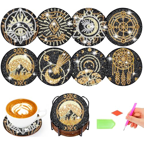 CharySim Diamond Painting Untersetzer Erwachsene Mandala Bastelset Kinder Bastelset Mädchen 6 7 8 9 10 Jahre Diamant Painting Untersetzer mit halter Adventskalender Tarot von CharySim