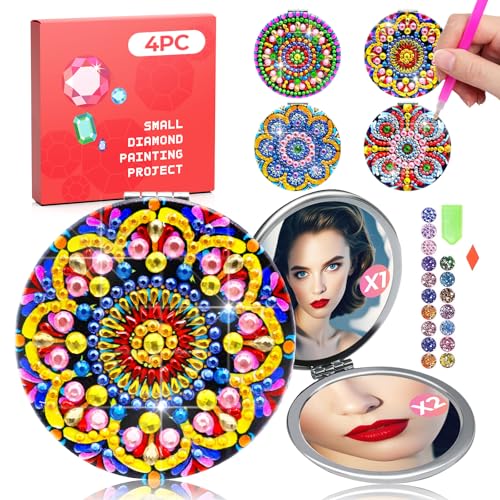 CharySim Diamond Painting Taschenspiegel Dimond Painting Kinder Erwachsene Basteln Kits Reisespiegel Bastelset Mädchen 7 8 9 10 11 jahre geschenk Diamant Malerei Mandala von CharySim