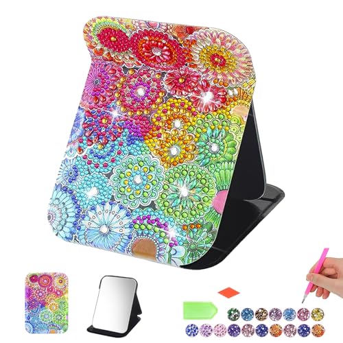 CharySim Diamond Painting Taschenspiegel Dimond Painting Kinder Erwachsene Basteln Kits Reisespiegel Bastelset Mädchen 7 8 9 10 11 jahre geschenk Diamant Malerei Mandala Spiegel von CharySim