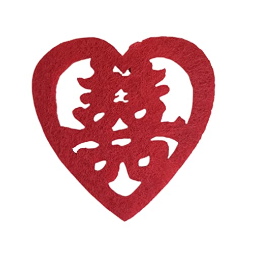 120 Konfetti-Tischkonfetti, doppeltes Glück, für Hochzeit, Flanell, Papierschnitt, chinesisch, traditionelle Hochzeitsdekoration, Zubehör für Hochzeit, Obstteller, neues Haus-Layout (Peach Heart"hi) von Chaungfu