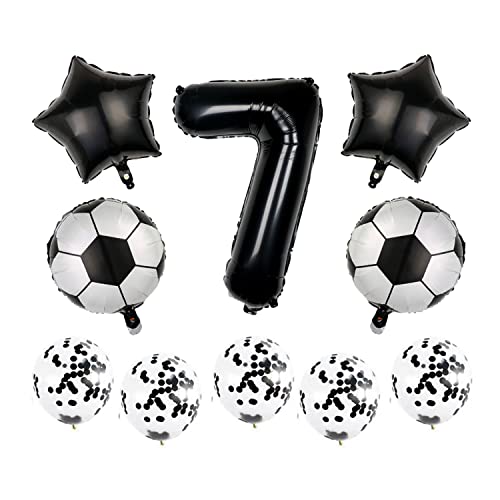 Fußball Luftballons Set 7. Geburtstagsdeko 32'' Luftballons Zahl 7 Folienballon Fussball FolienBallon, Stern Ballon, Konfetti Ballon für Fußball Themenfeier von Chaungfu