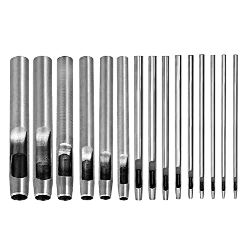 Chavisenty 15-Teiliges Lochstanzer-Lederlocher-Cutter 0,5 Mm-10 Mm Rundstanzwerkzeug-Set Lederhandwerk-Arbeitskit für Leder, Uhr von Chavisenty