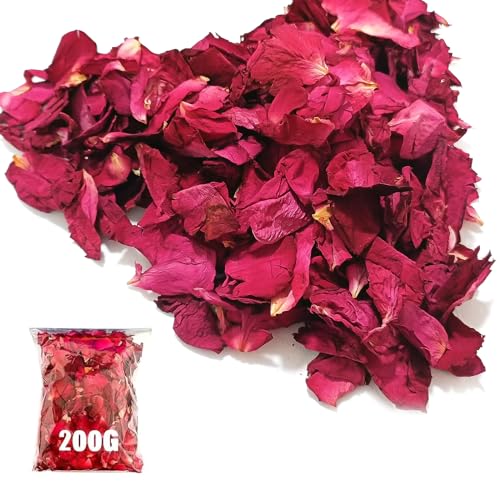 Blütenkonfetti Hochzeit, 100% Blütenblätter 200g, Natürliche Getrocknete Rosenblätter Biologisch Konfetti Rose für Geburtstag Vorschlag Party Feiern -umweltfreundlich und Abbaubar von Chedin