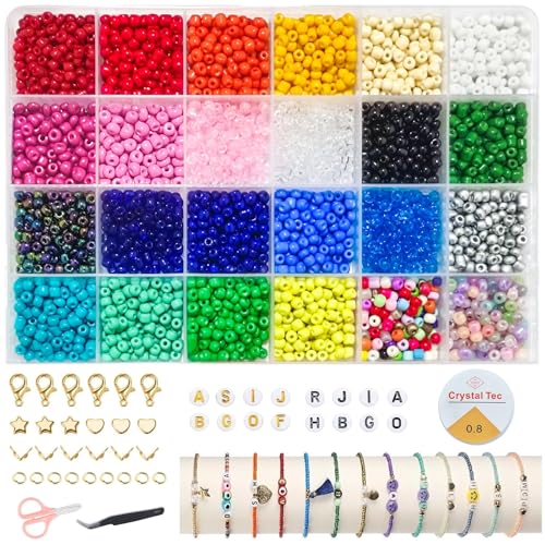 Chedin 2mm/3mm/4mm Bunte Perlen Für Armbänder, schmuck Selber Machen Mit Bunte Glasperlen, Perlen Zum Auffädeln Set Für Kinder Feiertage, Geburtstage, Beads For Moden Jewellery Making (4mm) von Chedin