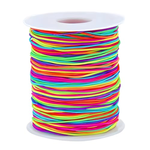 Elastische Faden Perlenschnur Gummiband, Schmuckherstellung Schnur Gummikordel, Regenbogen Farbe Stretch Schnur Bastelschnur Perlen Kordel für DIY Schmuck (1mm/100M) von Chedin