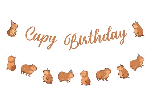 Cheereveal Capybara Geburtstag Dekorationen Set, Braun Capy Geburtstag Banner, Cartoon Capybara Girlande für Geburtstag Baby Shower Capybara Thema Party Supplies von Cheereveal