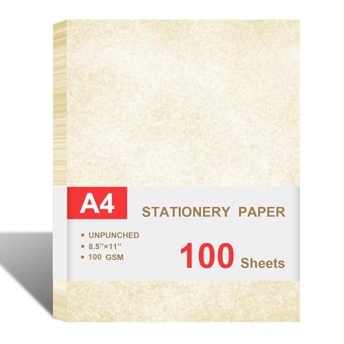 Pergamentpapier für Urkunden – Schreibpapier für Lebensläufe, Diplome, Briefgröße, Urkundenpapier, 100 Blatt doppelseitiges Diplompapier, 100 g/m², 21,6 x 27,9 cm, Pergamentpapier zum Drucken von Cheericome