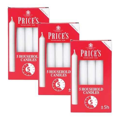 Price's Household Duftfreie weiße Kerzen – Premium-Stumpenkerzen-Set mit 5 Stunden Brenndauer – lange Brenndauer – große große Kerze für jeden Anlass – 3er-Pack + Cheeroo Magnet von Cheeroo