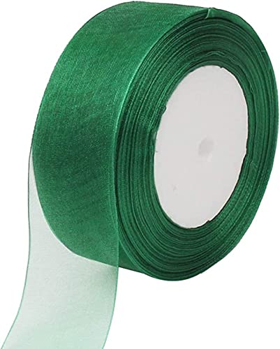 Cheeroyal Organza Band 40mm X 45m schimmernde transparente Burgund rote Band für Weihnachten Geschenkverpackung Hochzeit Urlaub Partei Dekoration (green) von Cheeroyal