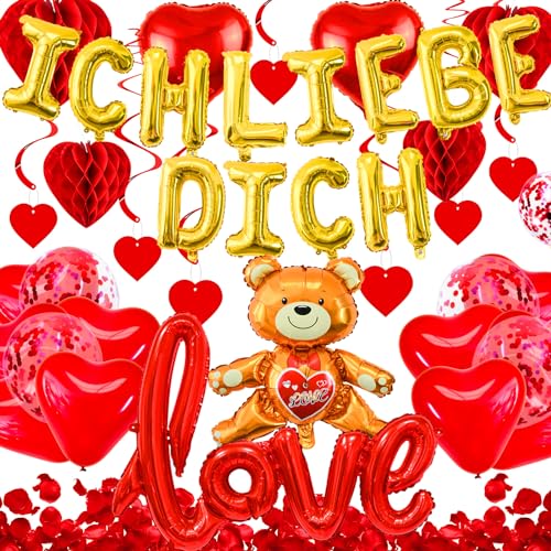 Cheloveer Valentinstag Deko Romantisches Deko Set Valentinstag Dekoration Set Valentinstag Deko Hochzeitsdeko Heiratsantrag Deko Verlobung Deko Hochzeitstag Jahrestag Romantische Dekoration von Cheloveer