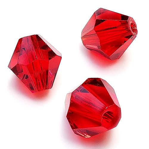 Chengmu 10 mm Doppelkegel rote Glasperlen zur Schmuckherstellung, facettierte Kristall-Abstandshalter für Armband, Halskette, Ohrringe, 90 Stück von Chengmu