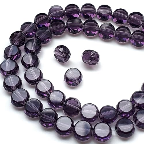 Chengmu 6 mm violette, runde Kuchenglasperlen für Schmuckherstellung, facettierte Briolette-Rondelle-Abstandshalter für Armband, Halskette, Ohrringe, 180 Stück von Chengmu