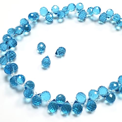 Chengmu 8 mm Aquamarin-Erdbeer-Glasperlen zur Schmuckherstellung, facettierte Tropfenform, Kristall-Abstandshalter für Armband, Halskette, Ohrringe, 90 Stück von Chengmu