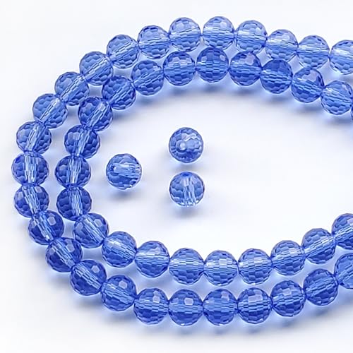 Chengmu 8 mm hellblaue runde Glasperlen zur Schmuckherstellung, 96 facettierte Discokugeln, Kristall-Abstandshalter für Armband, Halskette, Ohrringe, 135 Stück von Chengmu