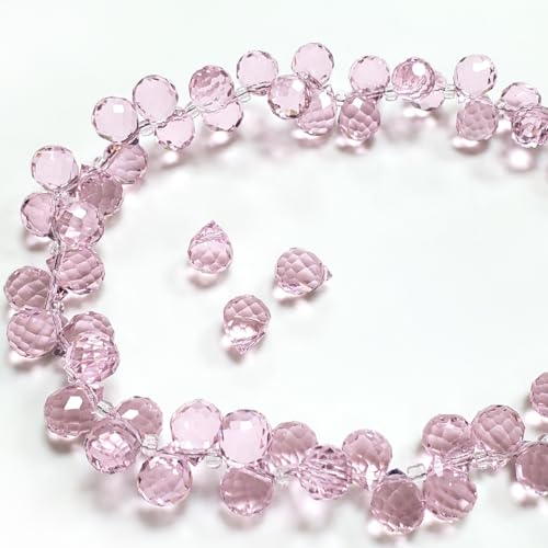 Chengmu 8 mm rosa Erdbeer-Glasperlen zur Schmuckherstellung, facettierte Tropfenform, Kristall-Abstandshalter für Armband, Halskette, Ohrringe, 90 Stück von Chengmu