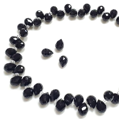 Chengmu 8 mm schwarze Erdbeer-Glasperlen zur Schmuckherstellung, facettierte Tropfenform, Kristall-Abstandshalter für Armband, Halskette, Ohrringe, 90 Stück von Chengmu