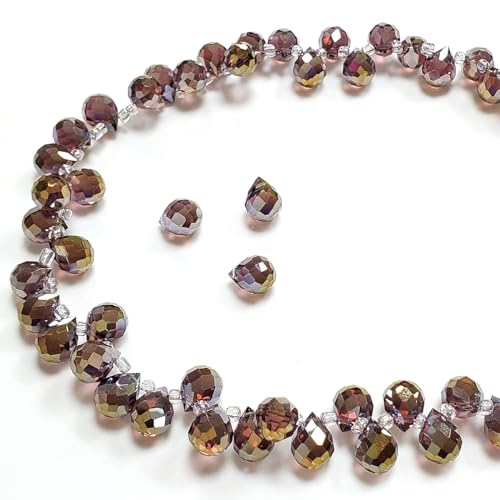 Chengmu 8 mm violette Erdbeer-Glasperlen zur Schmuckherstellung, facettierte Tropfenform, Kristall-Abstandshalter für Armband, Halskette, Ohrringe, 90 Stück von Chengmu