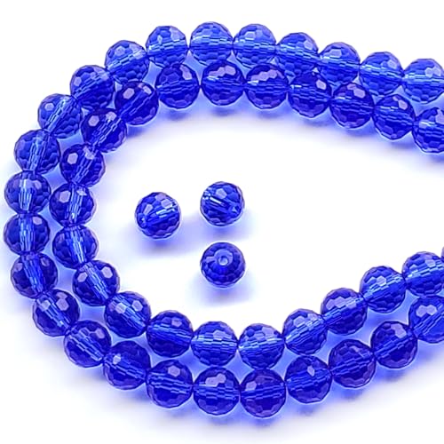 Chengmu Runde Glasperlen für Schmuckherstellung, 8 mm, Saphirblau, 96 facettierte Discokugeln, Kristall-Abstandshalter für Armband, Halskette, Ohrringe, 135 Stück von Chengmu