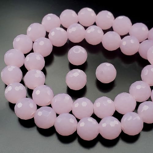 Chengmu Runde Glasperlen für Schmuckherstellung, 8 mm, rosa Jade, 96 facettierte Discokugeln, Kristall-Abstandshalter für Armband, Halskette, Ohrringe, 135 Stück von Chengmu