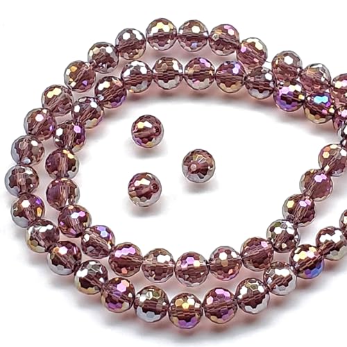 Chengmu Runde Glasperlen zur Schmuckherstellung, 8 mm, violett, 96 facettierte Discokugeln, Kristall-Abstandshalter für Armband, Halskette, Ohrringe, 135 Stück von Chengmu