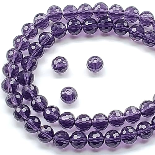 Chengmu Runde Glasperlen zur Schmuckherstellung, 8 mm, violett, 96 facettierte Discokugeln, Kristall-Abstandshalter für Armband, Halskette, Ohrringe, 135 Stück von Chengmu