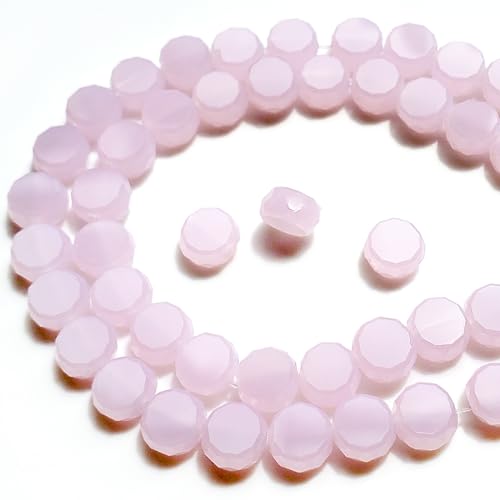 Chengmu Runde Kuchenglasperlen für Schmuckherstellung, 6 mm, rosa Jade, facettierte Briolette-Rondelle, Kristall-Abstandshalter für Armband, Halskette, Ohrringe, 180 Stück von Chengmu