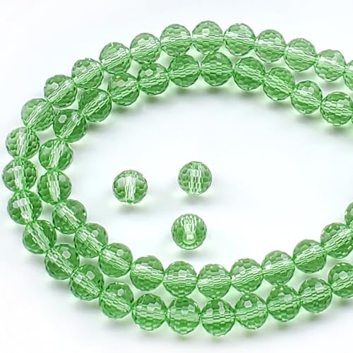 Chengmu Runde Peridot-Glasperlen zur Schmuckherstellung, 8 mm, 96 facettierte Discokugeln, Kristall-Abstandshalter für Armband, Halskette, Ohrringe, 135 Stück von Chengmu