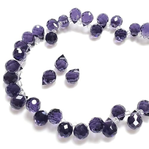 Chengmu Violette Erdbeer-Glasperlen zur Schmuckherstellung, 8 mm, facettierte Tropfenform, Kristall-Abstandshalter für Armband, Halskette, Ohrringe, 90 Stück von Chengmu