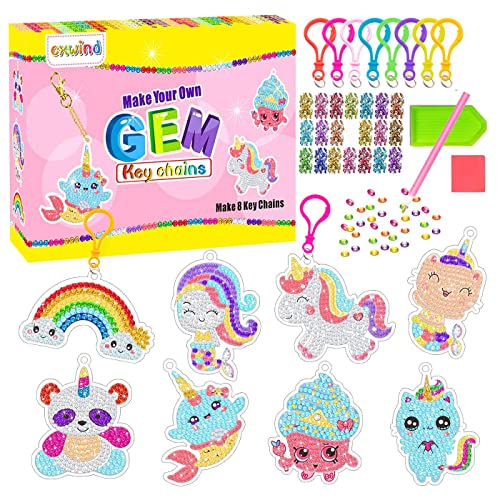 Chengxun Einhorn Geschenke Für Mädchen, Diamant Painting Schlüsselanhänger,Unicorn Kreativ-Set zum Basteln für Kinder, Kinder Spielzeug Geschenke Mädchen Spielzeug Ab 4 5 6 7 8 10 Jahre Mädchen von Chengxun