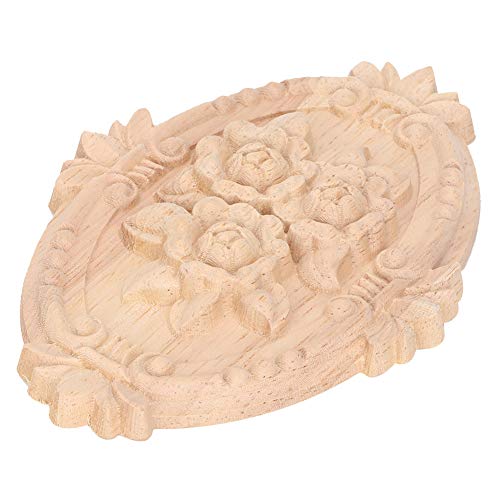 Mit Blumen geschnitztes, ovales Holz-Onlay – elegante Wohnmöbel-Dekoration für Zimmer und Hotels (Type A: 13 * 9cm) von ChengyuWei