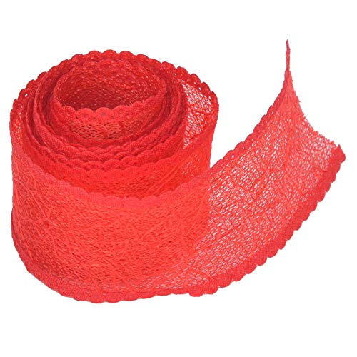 Spitzenband mit Blumenmuster, rotes besticktes Spitzenbesatzband, florales Spitzenband, Spitzenbesatz-Gurtbandstoff, für Schmuckherstellung, Basteln Kleidung Accessoires von ChengyuWei